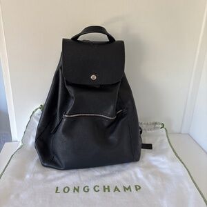 Longchamp Le Foulonne Leather Backpack black